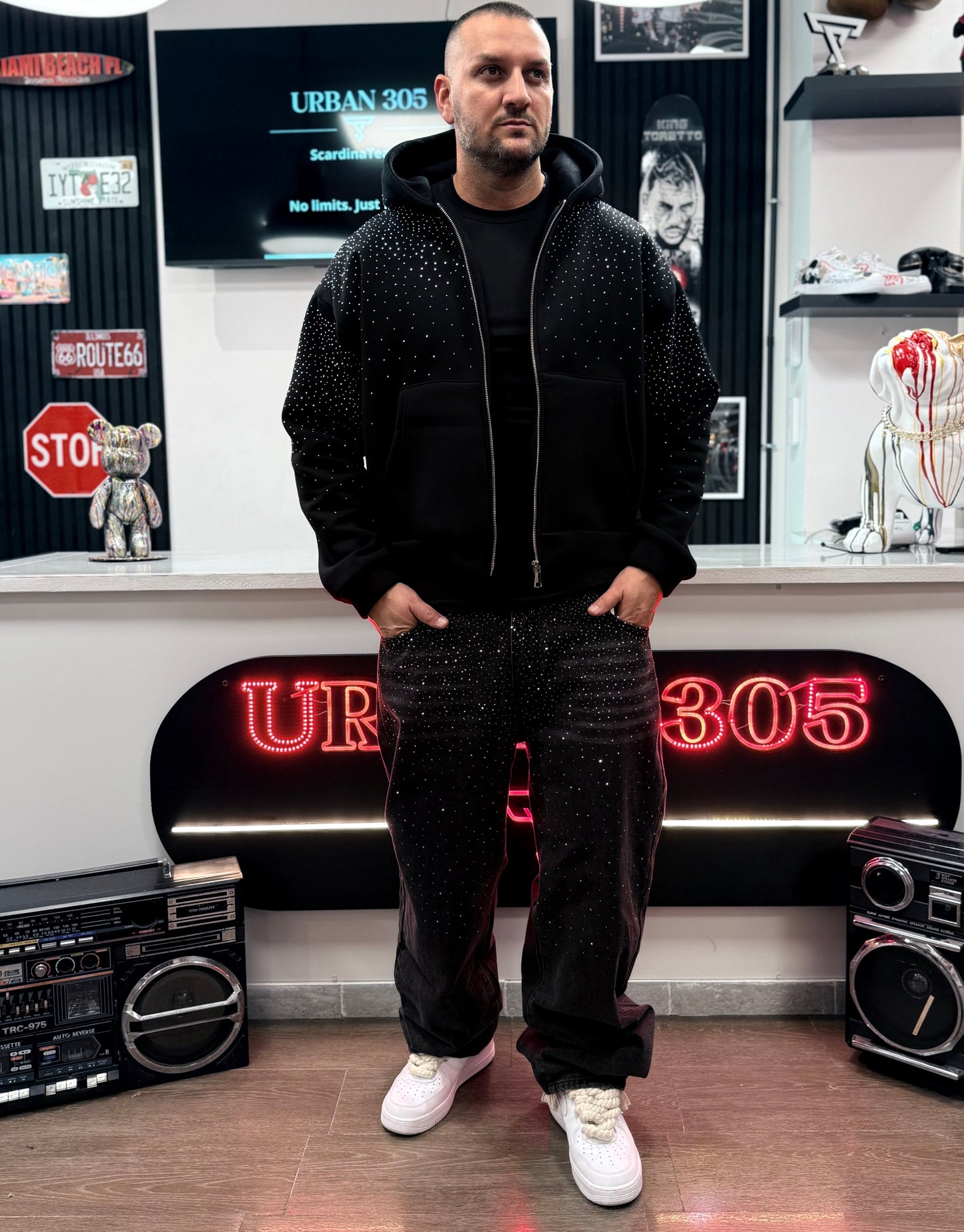 JEANS MICRO STRASS BLACK