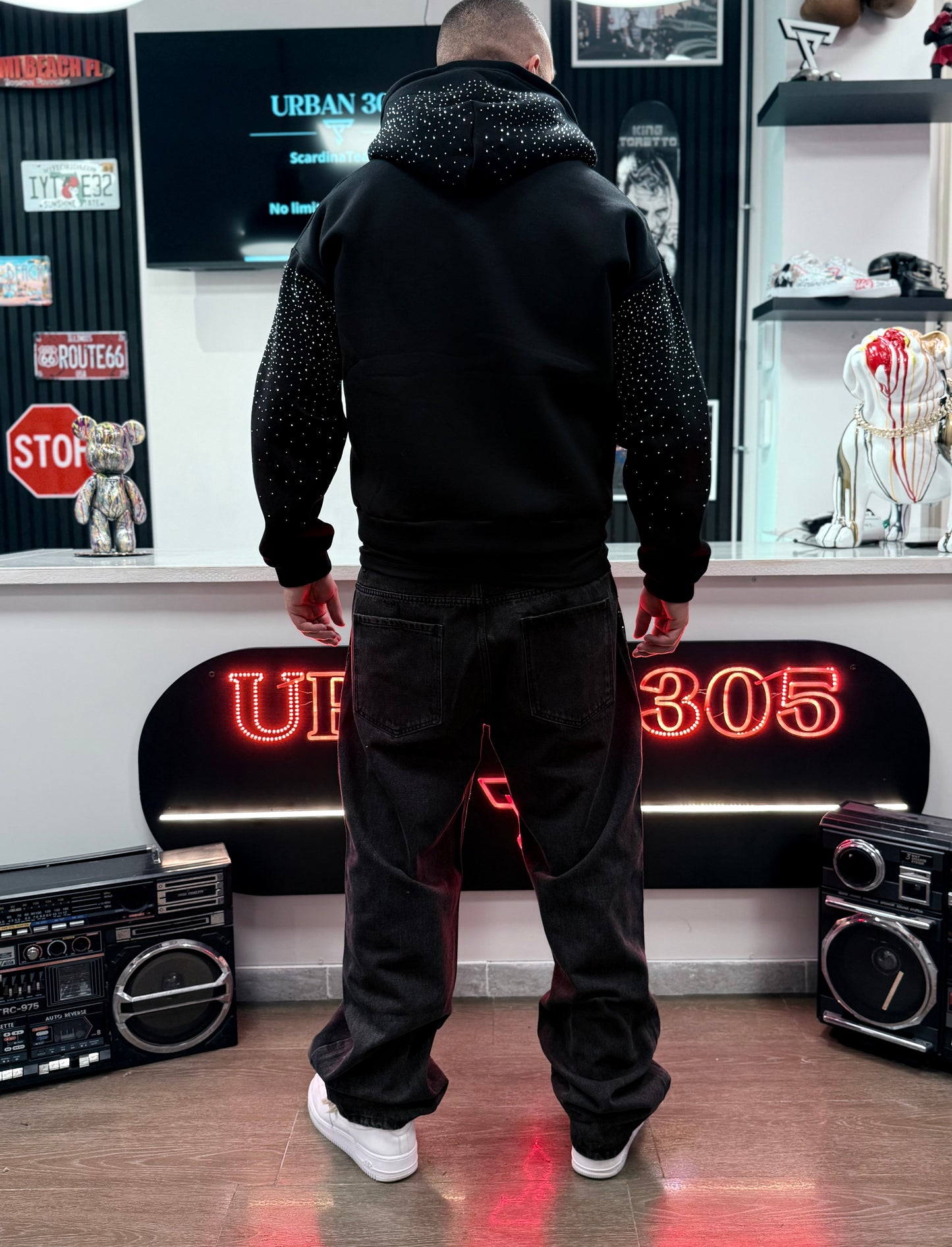 JEANS MICRO STRASS BLACK