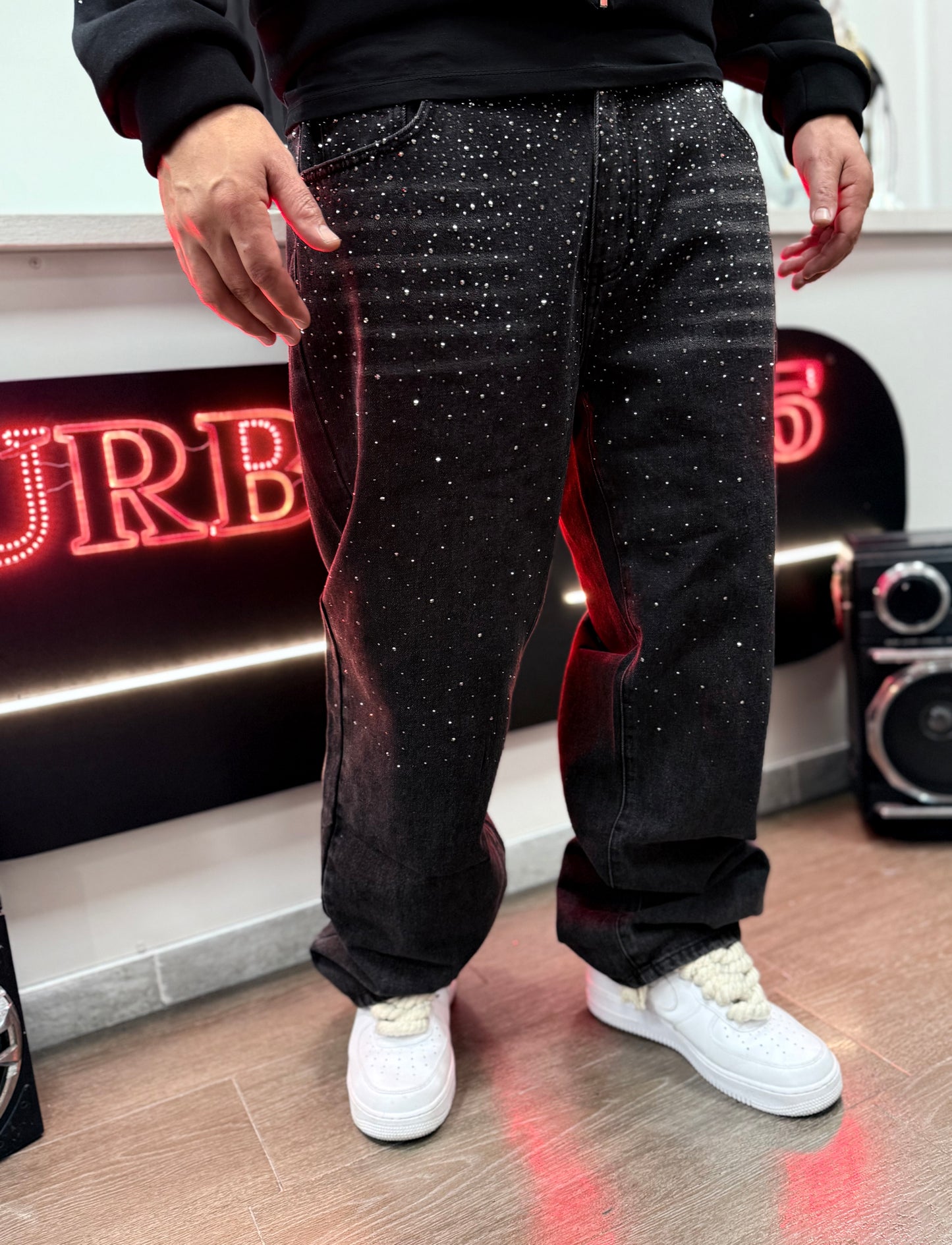 JEANS MICRO STRASS BLACK